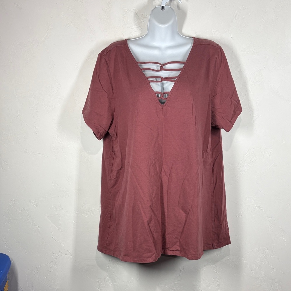 Torrid Women's V-Neck Strappy Top - Mauve size 4X